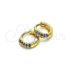 Argolla Huggie 02.195.0111.3.10 Oro Laminado, con Amatista Micro Pave, Pulido, Tono Dorado
