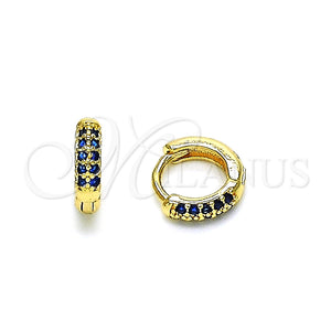 Argolla Huggie 02.195.0111.4.10 Oro Laminado, con Zafiro Azul Micro Pave, Pulido, Tono Dorado