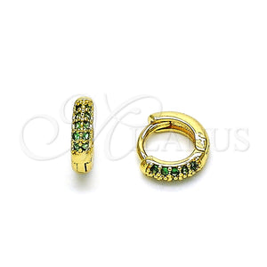 Argolla Huggie 02.195.0111.5.10 Oro Laminado, con Verde Micro Pave, Pulido, Tono Dorado