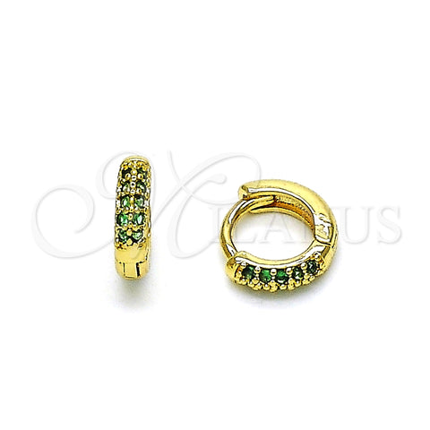Argolla Huggie 02.195.0111.5.10 Oro Laminado, con Verde Micro Pave, Pulido, Tono Dorado