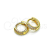 Argolla Huggie 02.195.0111.6.10 Oro Laminado, con Rosado Micro Pave, Pulido, Tono Dorado