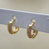 Argolla Huggie 02.195.0111.6.10 Oro Laminado, con Rosado Micro Pave, Pulido, Tono Dorado