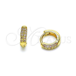 Argolla Huggie 02.195.0111.6.10 Oro Laminado, con Rosado Micro Pave, Pulido, Tono Dorado