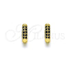 Argolla Huggie 02.195.0111.7.10 Oro Laminado, con Negro Micro Pave, Pulido, Tono Dorado