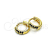 Argolla Huggie 02.195.0111.7.10 Oro Laminado, con Negro Micro Pave, Pulido, Tono Dorado