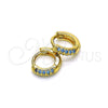 Argolla Huggie 02.195.0111.8.10 Oro Laminado, con Aqua Azul Micro Pave, Pulido, Tono Dorado