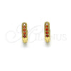 Argolla Huggie 02.195.0110.2.10 Oro Laminado, con Granate Micro Pave, Pulido, Tono Dorado