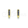 Argolla Huggie 02.195.0110.3.10 Oro Laminado, con Zafiro Azul Micro Pave, Pulido, Tono Dorado