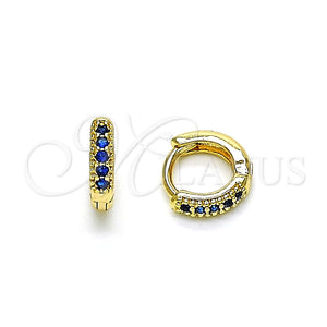 Argolla Huggie 02.195.0110.3.10 Oro Laminado, con Zafiro Azul Micro Pave, Pulido, Tono Dorado