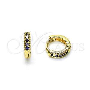 Argolla Huggie 02.195.0110.5.10 Oro Laminado, con Dark Ametista Micro Pave, Pulido, Tono Dorado