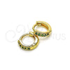 Argolla Huggie 02.195.0110.6.10 Oro Laminado, con Verde Micro Pave, Pulido, Tono Dorado