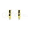 Argolla Huggie 02.195.0110.7.10 Oro Laminado, con Negro Micro Pave, Pulido, Tono Dorado