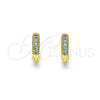 Argolla Huggie 02.195.0110.8.10 Oro Laminado, con Aqua Azul Micro Pave, Pulido, Tono Dorado