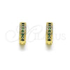 Argolla Huggie 02.195.0106.2.10 Oro Laminado, con Verde Micro Pave, Pulido, Tono Dorado