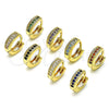 Argolla Huggie 02.195.0106.2.10 Oro Laminado, con Verde Micro Pave, Pulido, Tono Dorado