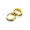 Argolla Huggie 02.195.0106.3.10 Oro Laminado, con Zafiro Azul Micro Pave, Pulido, Tono Dorado