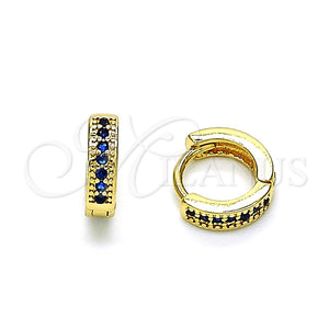 Argolla Huggie 02.195.0106.3.10 Oro Laminado, con Zafiro Azul Micro Pave, Pulido, Tono Dorado