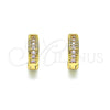 Argolla Huggie 02.195.0106.4.10 Oro Laminado, con Rosado Micro Pave, Pulido, Tono Dorado