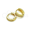 Argolla Huggie 02.195.0106.4.10 Oro Laminado, con Rosado Micro Pave, Pulido, Tono Dorado