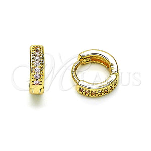 Argolla Huggie 02.195.0106.4.10 Oro Laminado, con Rosado Micro Pave, Pulido, Tono Dorado
