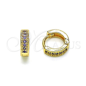 Argolla Huggie 02.195.0106.5.10 Oro Laminado, con Dark Ametista Micro Pave, Pulido, Tono Dorado