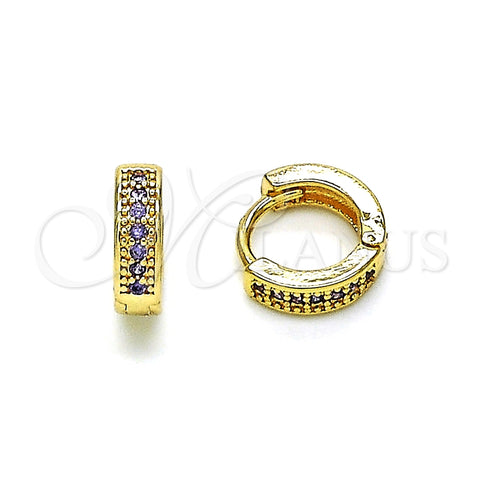 Argolla Huggie 02.195.0106.5.10 Oro Laminado, con Dark Ametista Micro Pave, Pulido, Tono Dorado