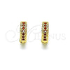 Argolla Huggie 02.195.0106.6.10 Oro Laminado, con Granate Micro Pave, Pulido, Tono Dorado