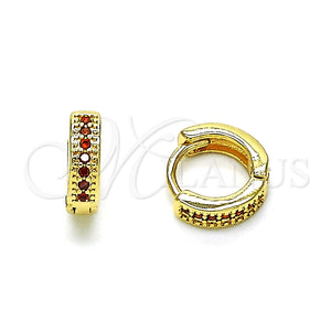 Argolla Huggie 02.195.0106.6.10 Oro Laminado, con Granate Micro Pave, Pulido, Tono Dorado