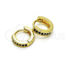 Argolla Huggie 02.195.0106.7.10 Oro Laminado, con Negro Micro Pave, Pulido, Tono Dorado