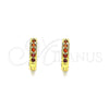 Argolla Huggie 02.195.0105.2.10 Oro Laminado, con Granate Micro Pave, Pulido, Tono Dorado