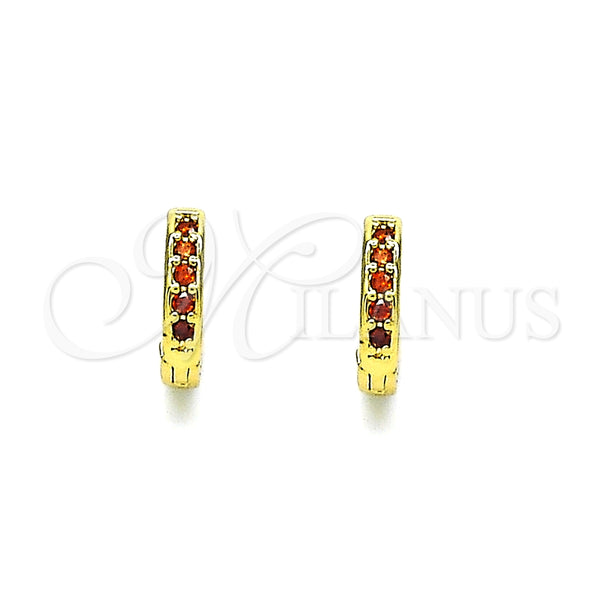 Argolla Huggie 02.195.0105.2.10 Oro Laminado, con Granate Micro Pave, Pulido, Tono Dorado