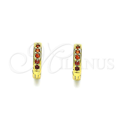 Argolla Huggie 02.195.0105.2.10 Oro Laminado, con Granate Micro Pave, Pulido, Tono Dorado