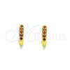 Argolla Huggie 02.195.0105.2.10 Oro Laminado, con Granate Micro Pave, Pulido, Tono Dorado