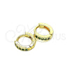 Argolla Huggie 02.195.0105.3.10 Oro Laminado, con Verde Micro Pave, Pulido, Tono Dorado