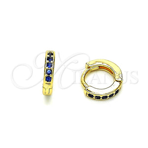 Argolla Huggie 02.195.0105.6.10 Oro Laminado, con Zafiro Azul Micro Pave, Pulido, Tono Dorado