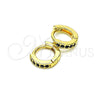 Argolla Huggie 02.195.0105.7.10 Oro Laminado, con Negro Micro Pave, Pulido, Tono Dorado
