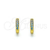 Argolla Huggie 02.195.0105.8.10 Oro Laminado, con Aqua Azul Micro Pave, Pulido, Tono Dorado