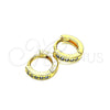 Argolla Huggie 02.195.0105.8.10 Oro Laminado, con Aqua Azul Micro Pave, Pulido, Tono Dorado