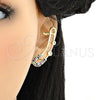 Earcuff 02.210.0710 Oro Laminado, Diseño de Paperclip, con Multicolor Micro Pave and Blanca Zirconia Cubica, Pulido, Tono Dorado