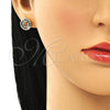 Earcuff 02.210.0710 Oro Laminado, Diseño de Paperclip, con Multicolor Micro Pave and Blanca Zirconia Cubica, Pulido, Tono Dorado