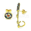 Earcuff 02.210.0710 Oro Laminado, Diseño de Paperclip, con Multicolor Micro Pave and Blanca Zirconia Cubica, Pulido, Tono Dorado