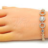 Pulsera Elegante 03.283.0200.07 Oro Laminado, Diseño de Cluster, con Blanca Zirconia Cubica and Blanca Micro Pave, Pulido, Tono Dorado (05 MM Thickness, 7 Inches Length)