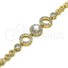 Pulsera Elegante 03.283.0200.07 Oro Laminado, Diseño de Cluster, con Blanca Zirconia Cubica and Blanca Micro Pave, Pulido, Tono Dorado (05 MM Thickness, 7 Inches Length)