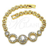 Pulsera Elegante 03.283.0200.07 Oro Laminado, Diseño de Cluster, con Blanca Zirconia Cubica and Blanca Micro Pave, Pulido, Tono Dorado (05 MM Thickness, 7 Inches Length)