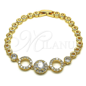 Pulsera Elegante 03.283.0200.07 Oro Laminado, Diseño de Cluster, con Blanca Zirconia Cubica and Blanca Micro Pave, Pulido, Tono Dorado (05 MM Thickness, 7 Inches Length)