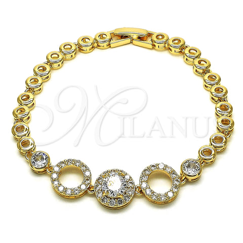 Pulsera Elegante 03.283.0200.07 Oro Laminado, Diseño de Cluster, con Blanca Zirconia Cubica and Blanca Micro Pave, Pulido, Tono Dorado (05 MM Thickness, 7 Inches Length)