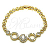 Pulsera Elegante 03.283.0200.07 Oro Laminado, Diseño de Cluster, con Blanca Zirconia Cubica and Blanca Micro Pave, Pulido, Tono Dorado (05 MM Thickness, 7 Inches Length)