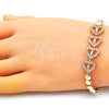 Pulsera Elegante 03.283.0203.07 Oro Laminado, Diseño de Corazón y Baguette, con Blanca Zirconia Cubica and Blanca Micro Pave, Pulido, Tono Dorado (06 MM Thickness, 7 Inches Length)