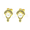 Arete Dormilona 02.156.0654 Oro Laminado, con Marfil Perla and Blanca Micro Pave, Pulido, Tono Dorado