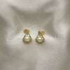 Arete Dormilona 02.156.0654 Oro Laminado, con Marfil Perla and Blanca Micro Pave, Pulido, Tono Dorado